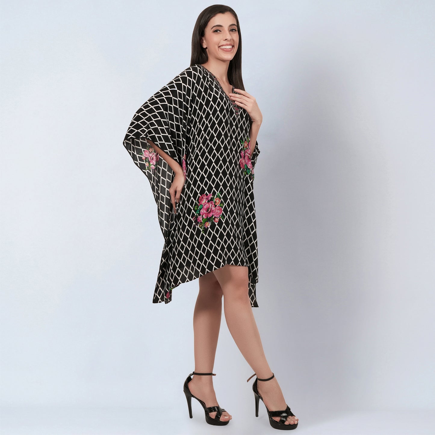 Black and White Kaftan Top