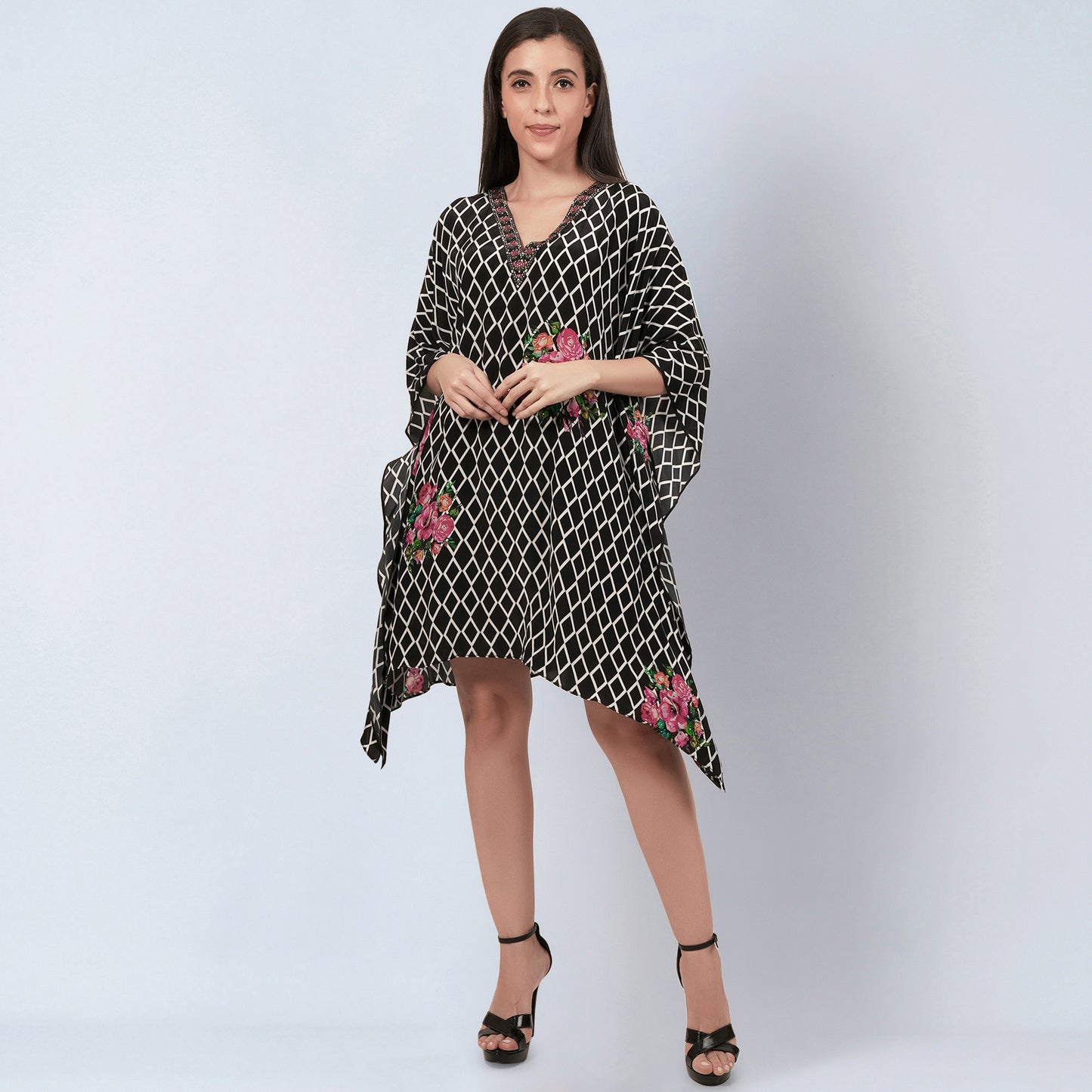 Black and White Kaftan Top