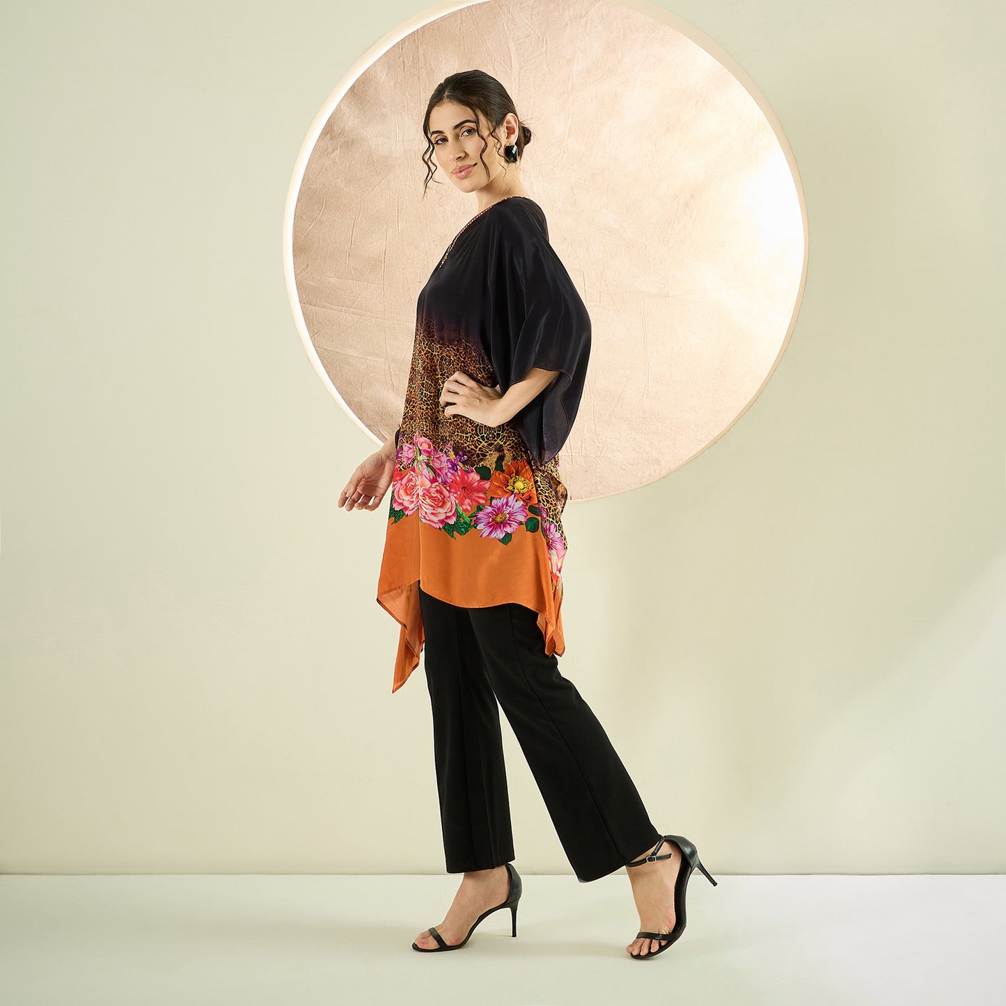 Black and Orange Kaftan Tunic