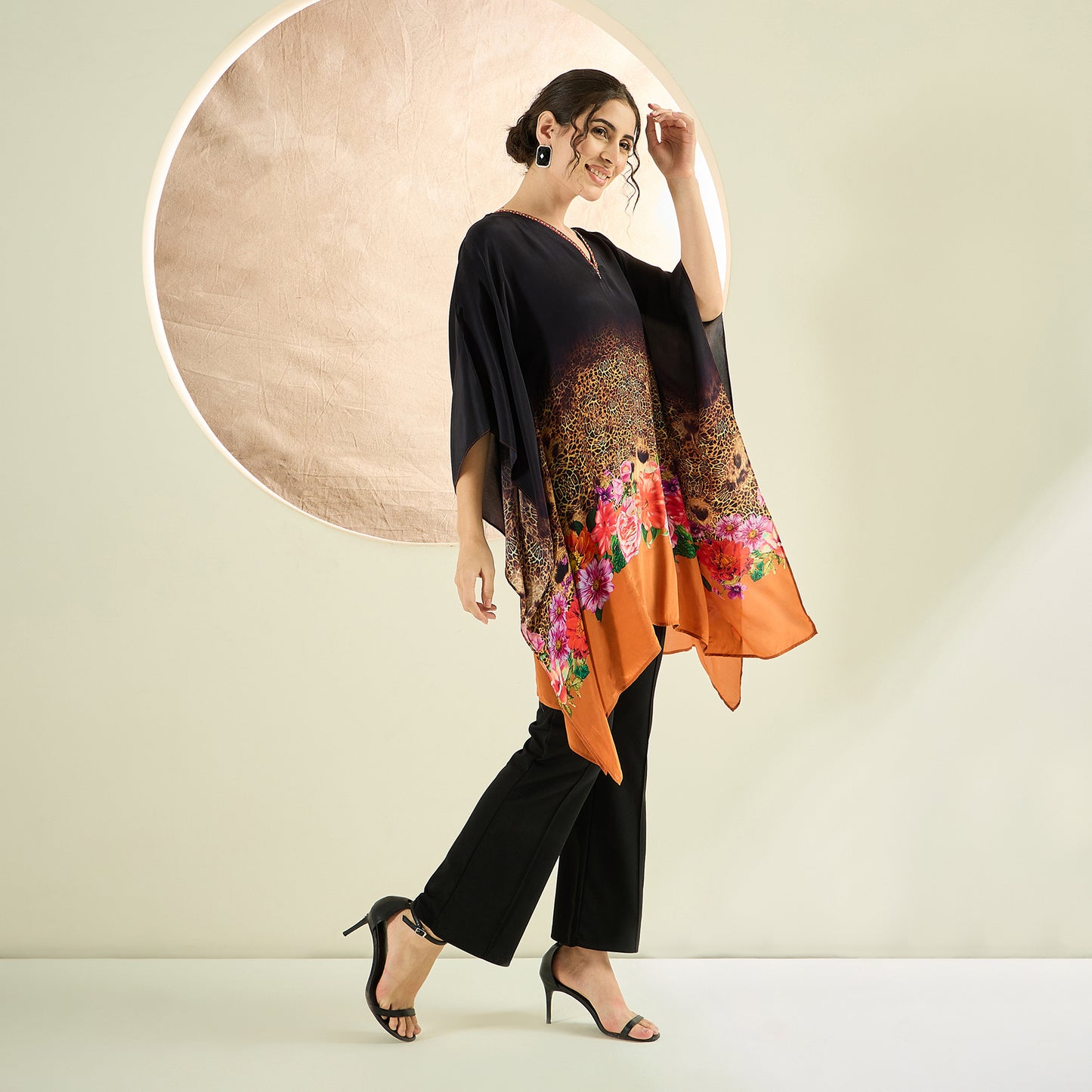 Black and Orange Kaftan Tunic