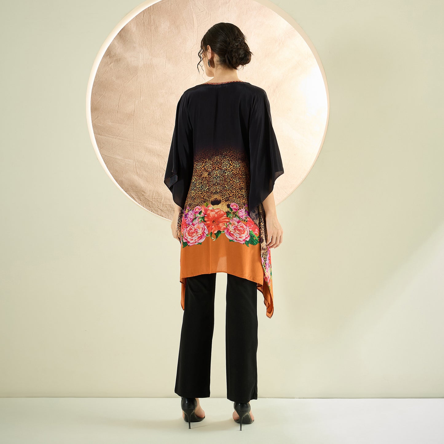 Black and Orange Kaftan Tunic