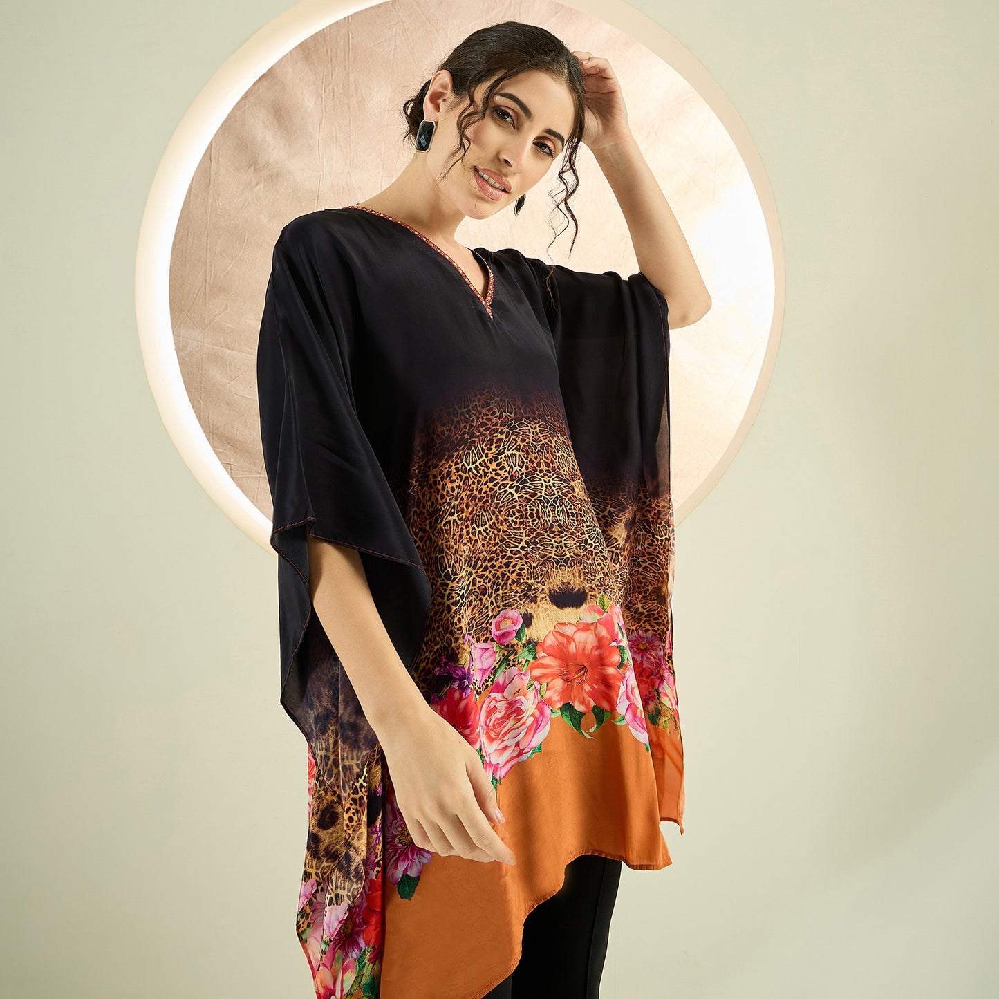 Black and Orange Kaftan Tunic