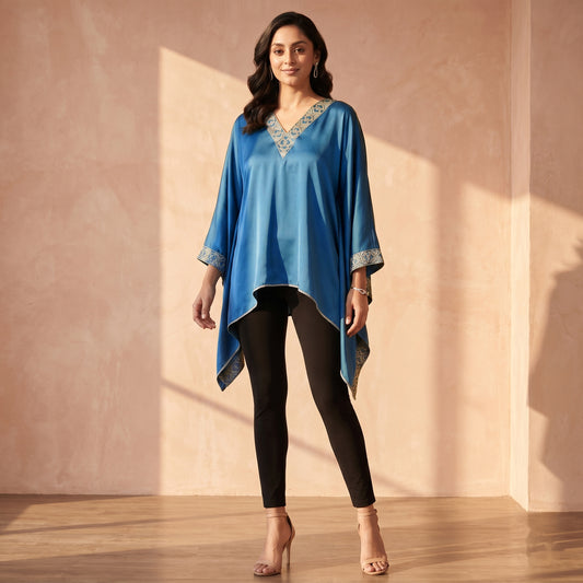 Blue Kaftan for Women – Embellished | First Resort by Ramola Bachchan