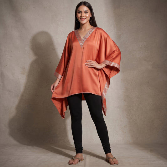 Coral Kaftan for Women – Embellished | First Resort by Ramola Bachchan