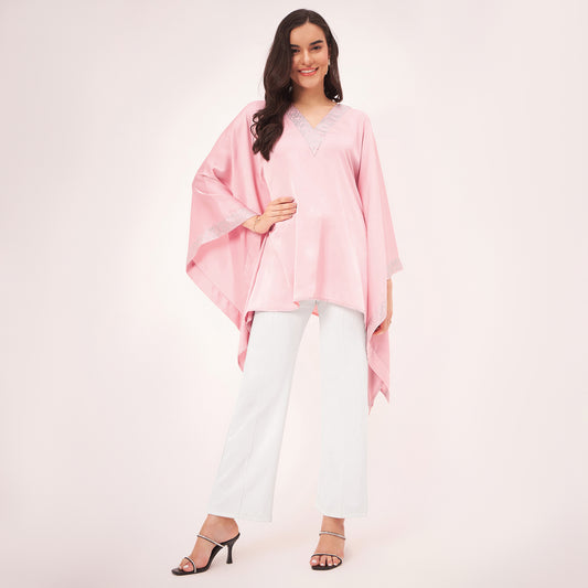 Pink Embellished Kaftan Top