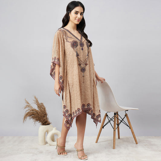 Yellow Pearl Embellished Kaftan Tunic