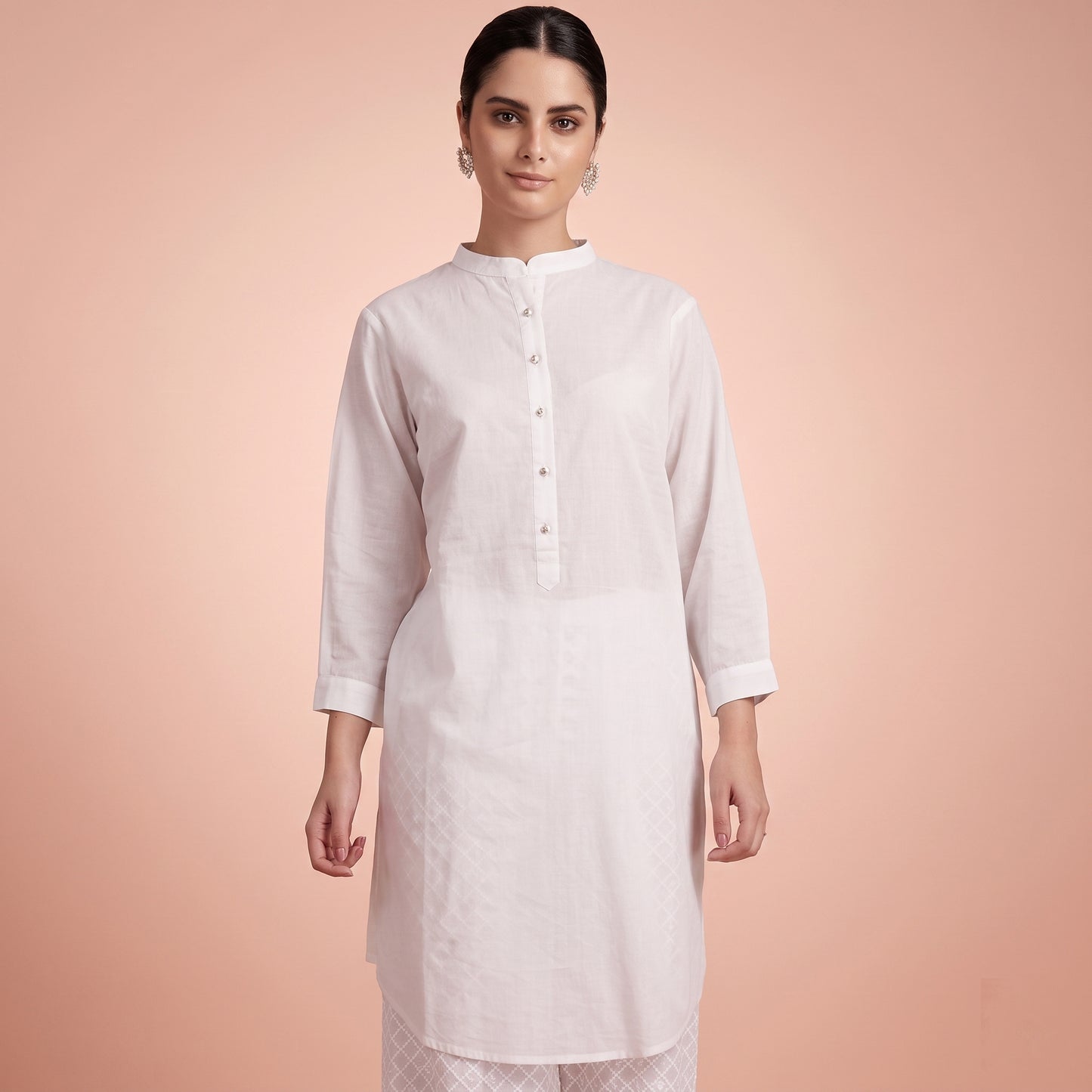 White Nehru Collar Kurta