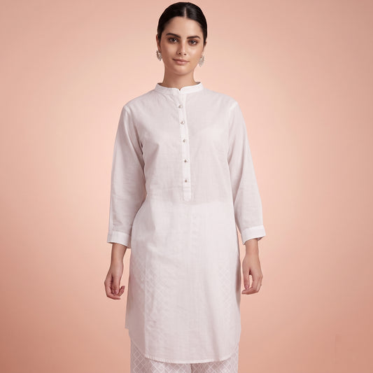 White Kurta for Women – Cotton Cambric | First Resort by Ramola Bachchan