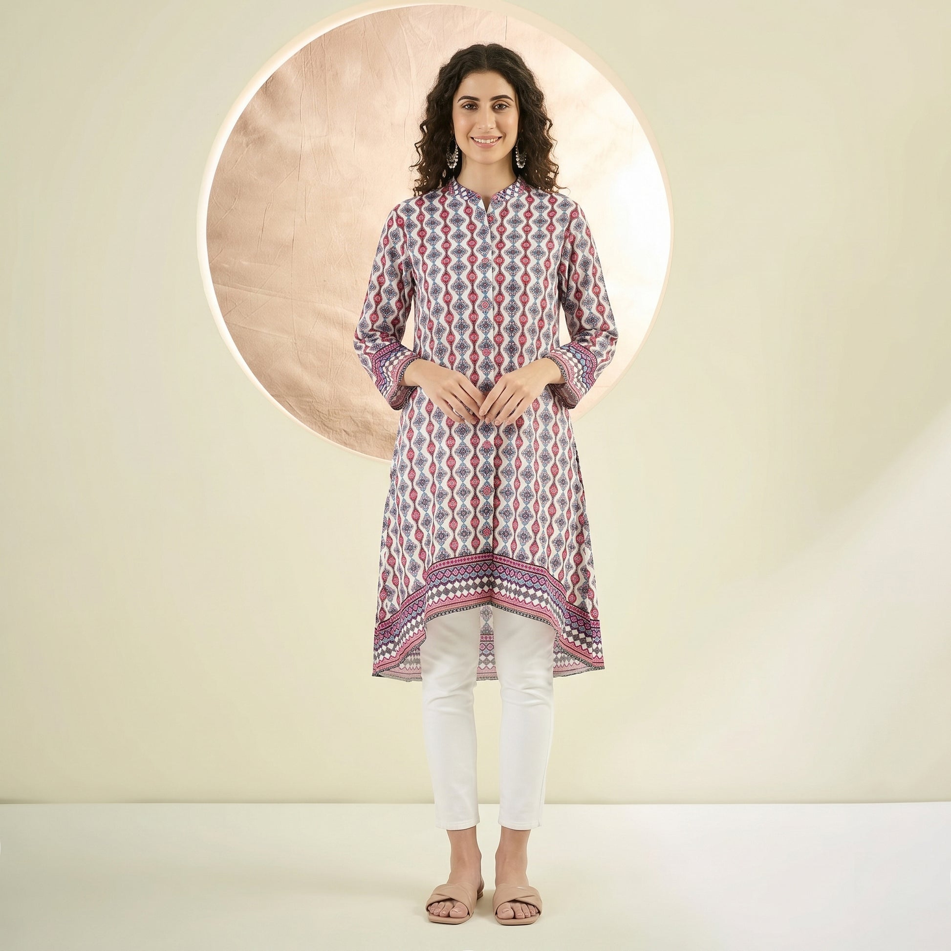 Multicolour Paisley Print Kurta for Women – Cotton Chanderi | First Resort by Ramola Bachchan