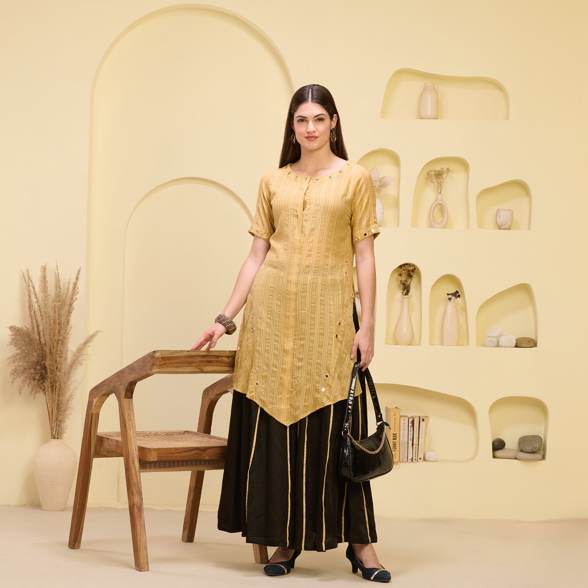 Golden Mirror Hand Embroidered Asym | First Resort by Ramola Bachchan Golden Mirror Hand Embroidered Asym | First Resort by Ramola Bachchan