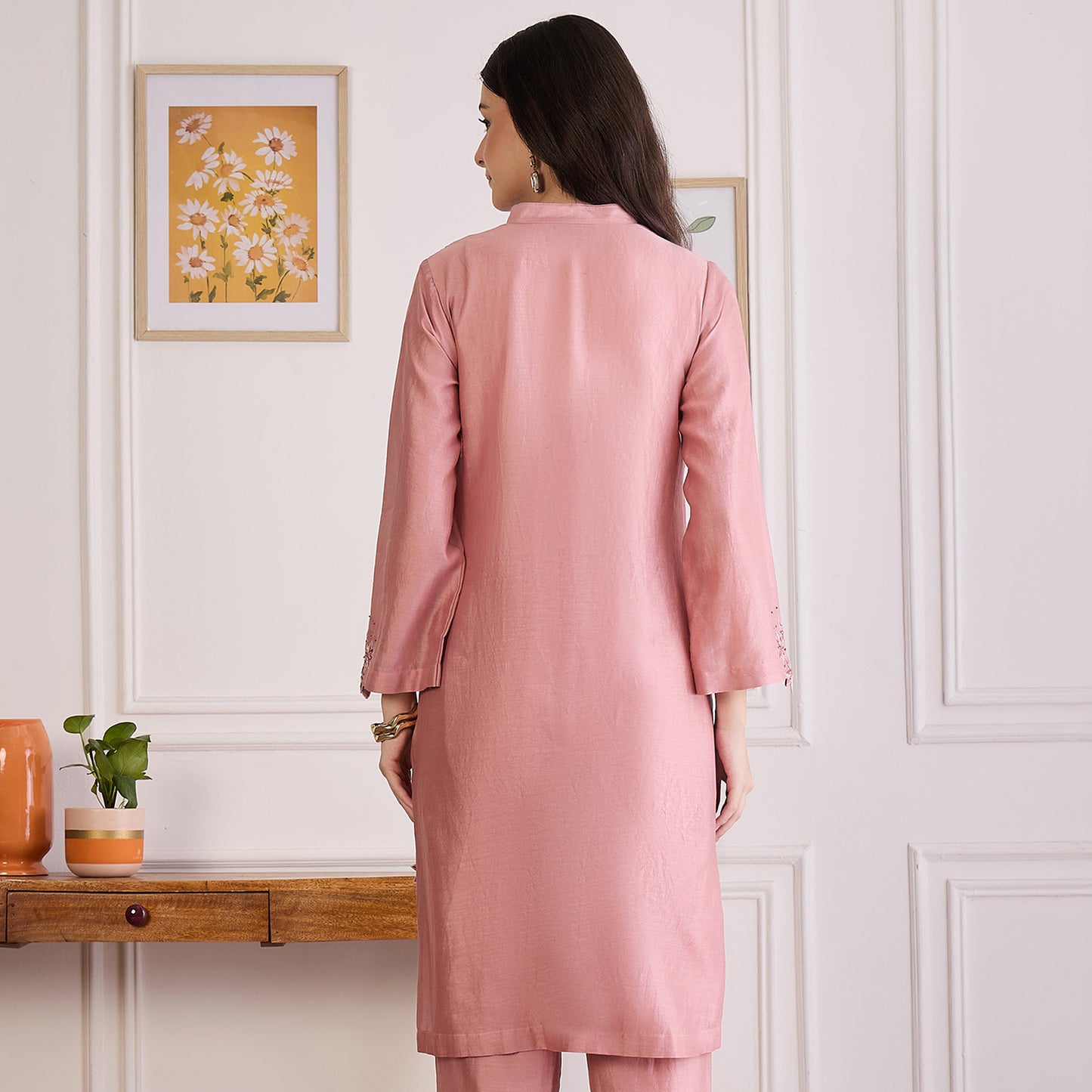Carnation Pink Floral Cutwork Kurta
