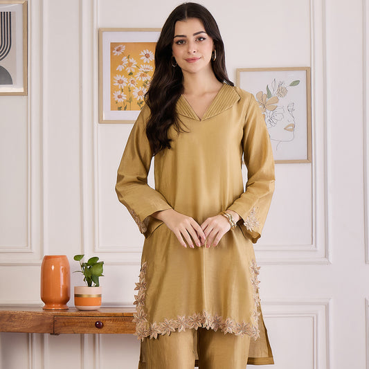 Sand Floral Cutwork Kurta