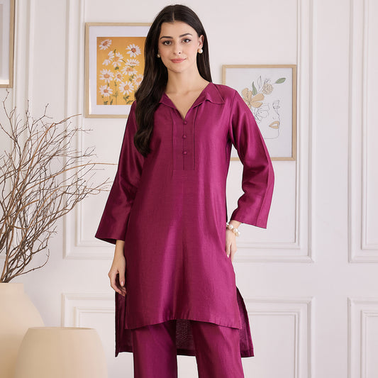Plum Asymmetric Kurta
