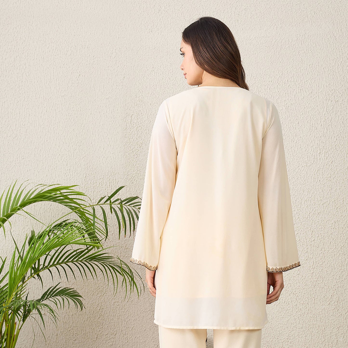 Ivory Yoke Embroidered Kurta