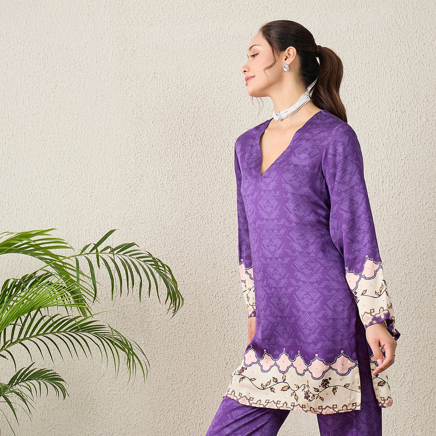 Purple Mystic Floral Printed Kurta