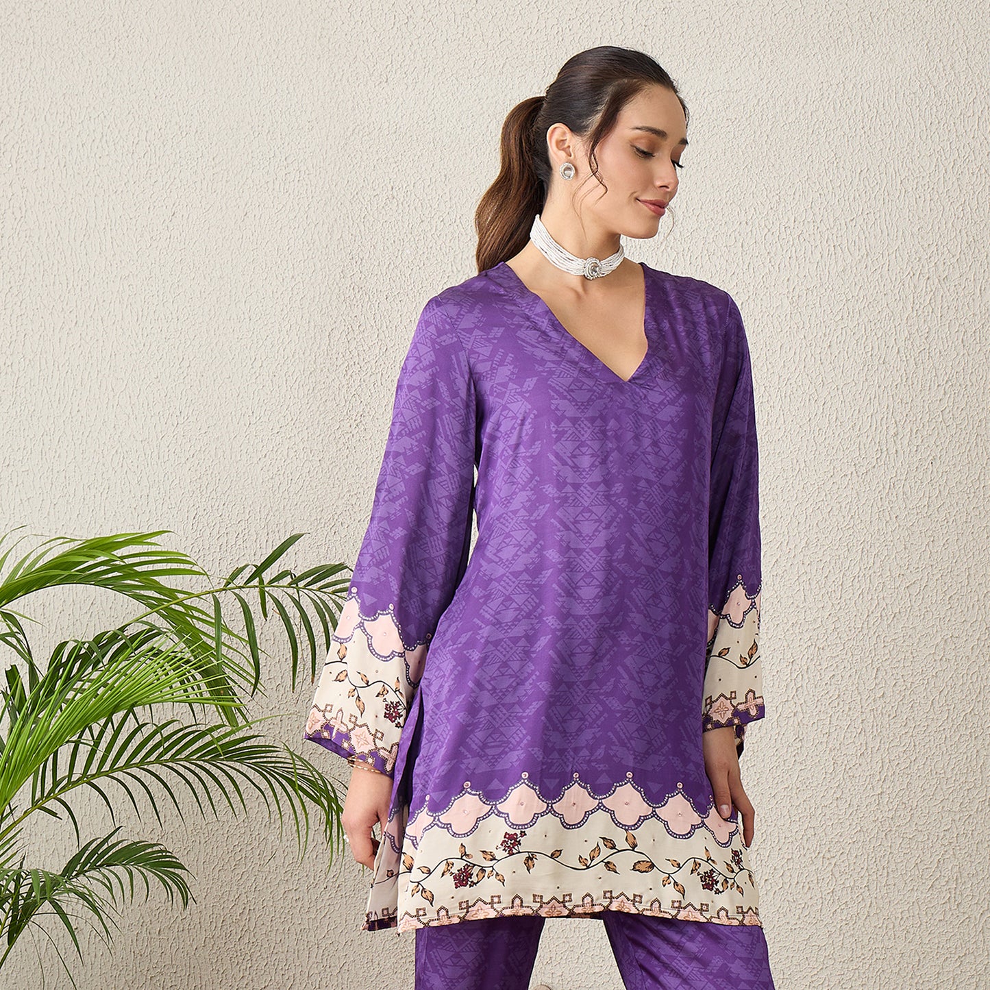 Purple Mystic Floral Printed Kurta