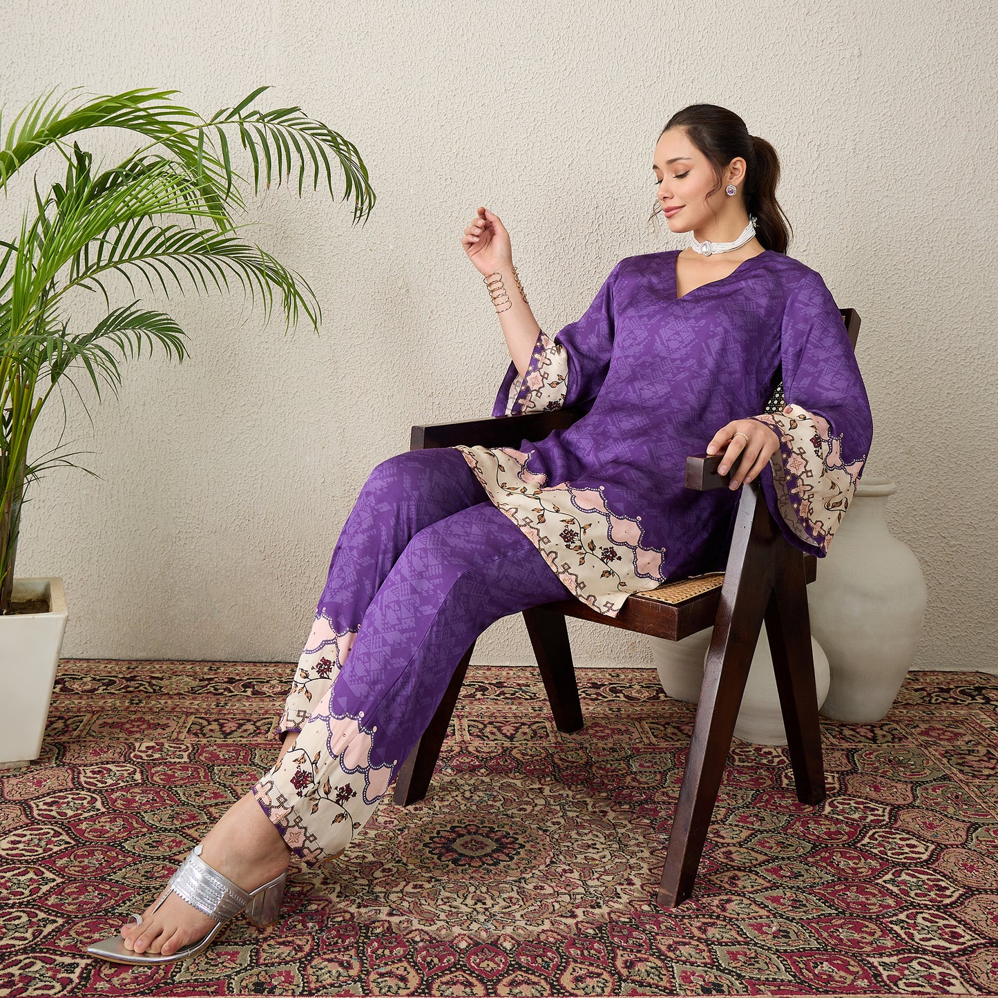 Purple Mystic Floral Printed Kurta