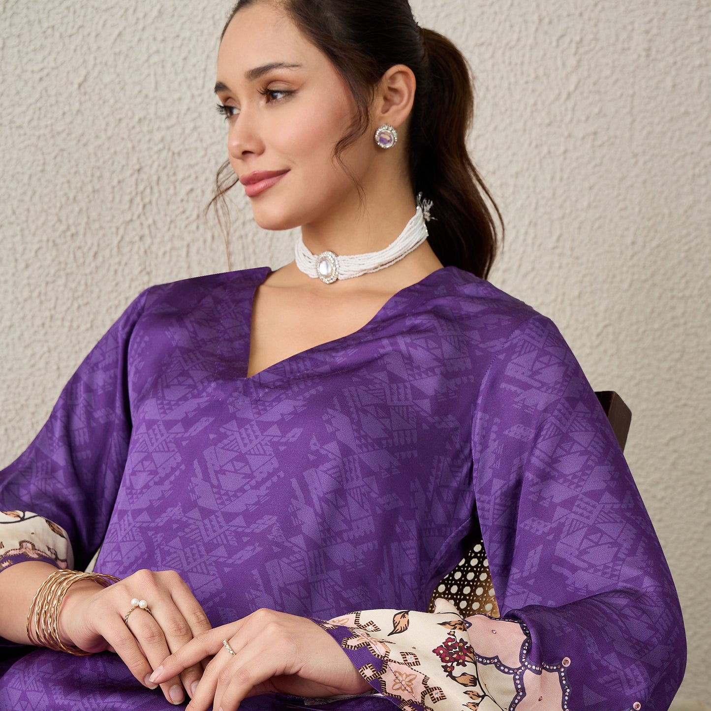 Purple Mystic Floral Printed Kurta