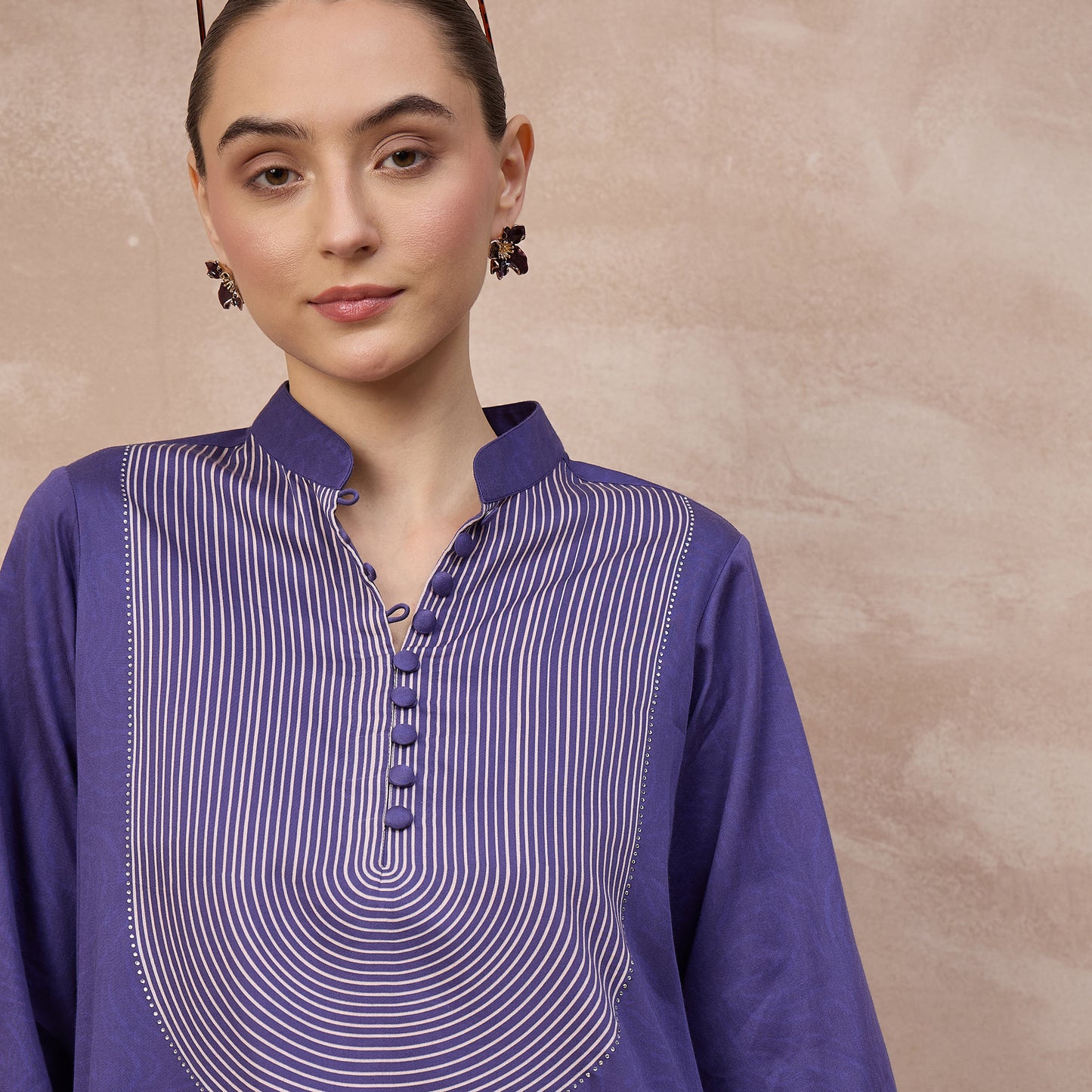 Purple Floral Print Kurta for Women – Cotton Satin – Back View | First Resort by Ramola Bachchan