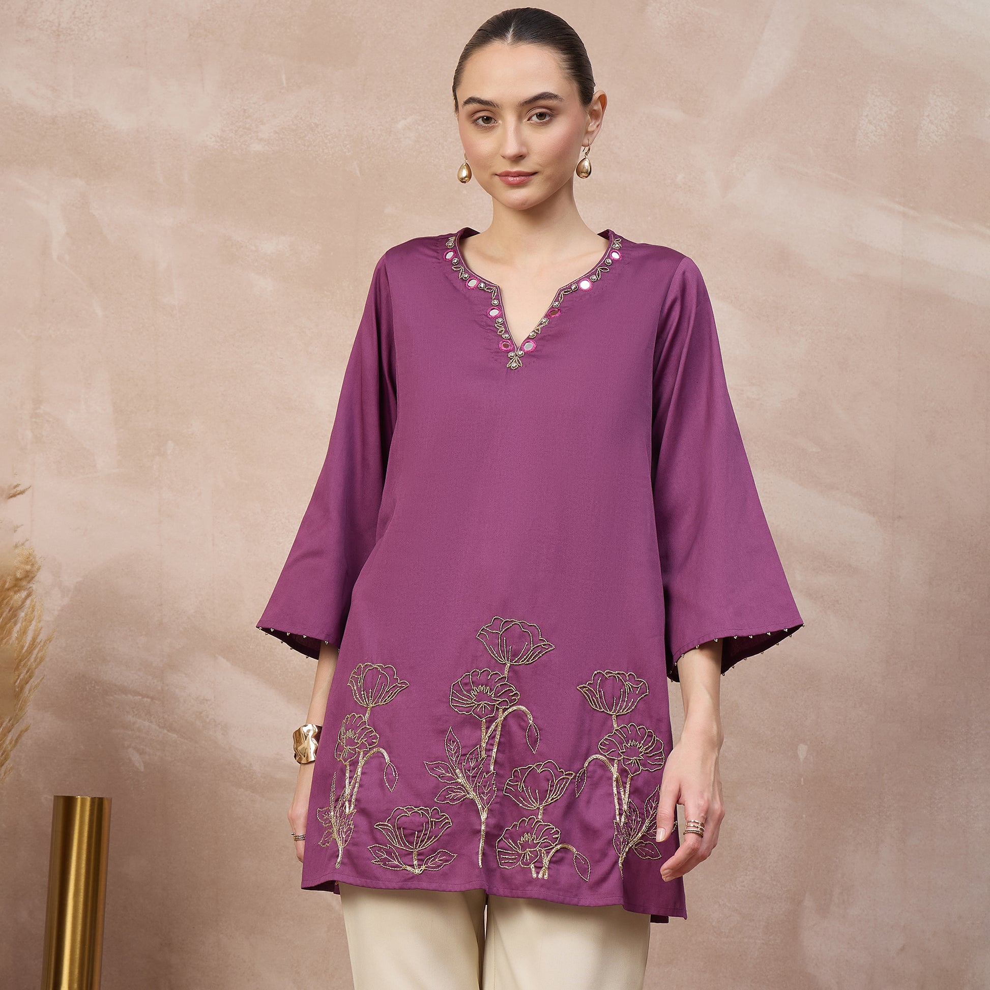 Plum Kurta for Women – Cotton Satin | First Resort by Ramola Bachchan