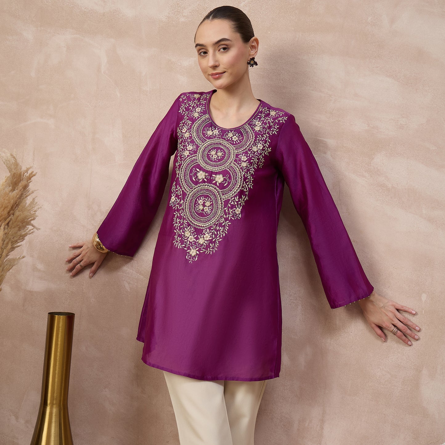 Purple Kurta for Women – Chanderi – Back View | First Resort by Ramola Bachchan