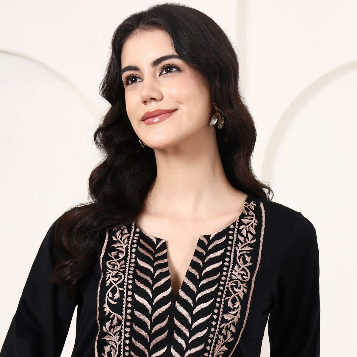 Black Kurta for Women – Cotton Satin – Back View | First Resort by Ramola Bachchan