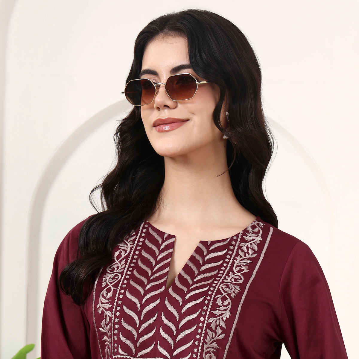 Magenta Kurta for Women – Cotton Satin – Back View | First Resort by Ramola Bachchan