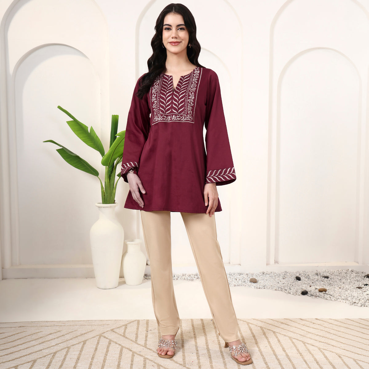 Magenta Kurta for Women – Cotton Satin – Close Up | First Resort by Ramola Bachchan