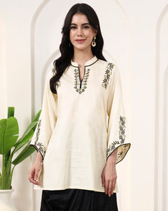 Cream Midnight Vine Hand Embroidered Kurta