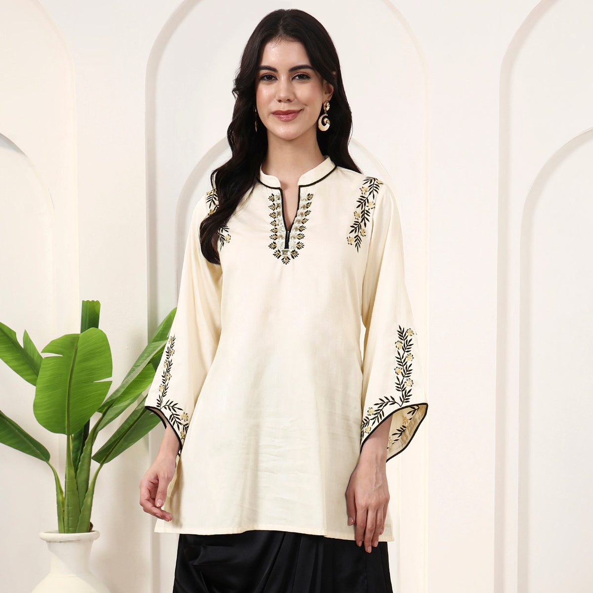 Cream Kurta for Women – Cotton Satin | First Resort by Ramola Bachchan