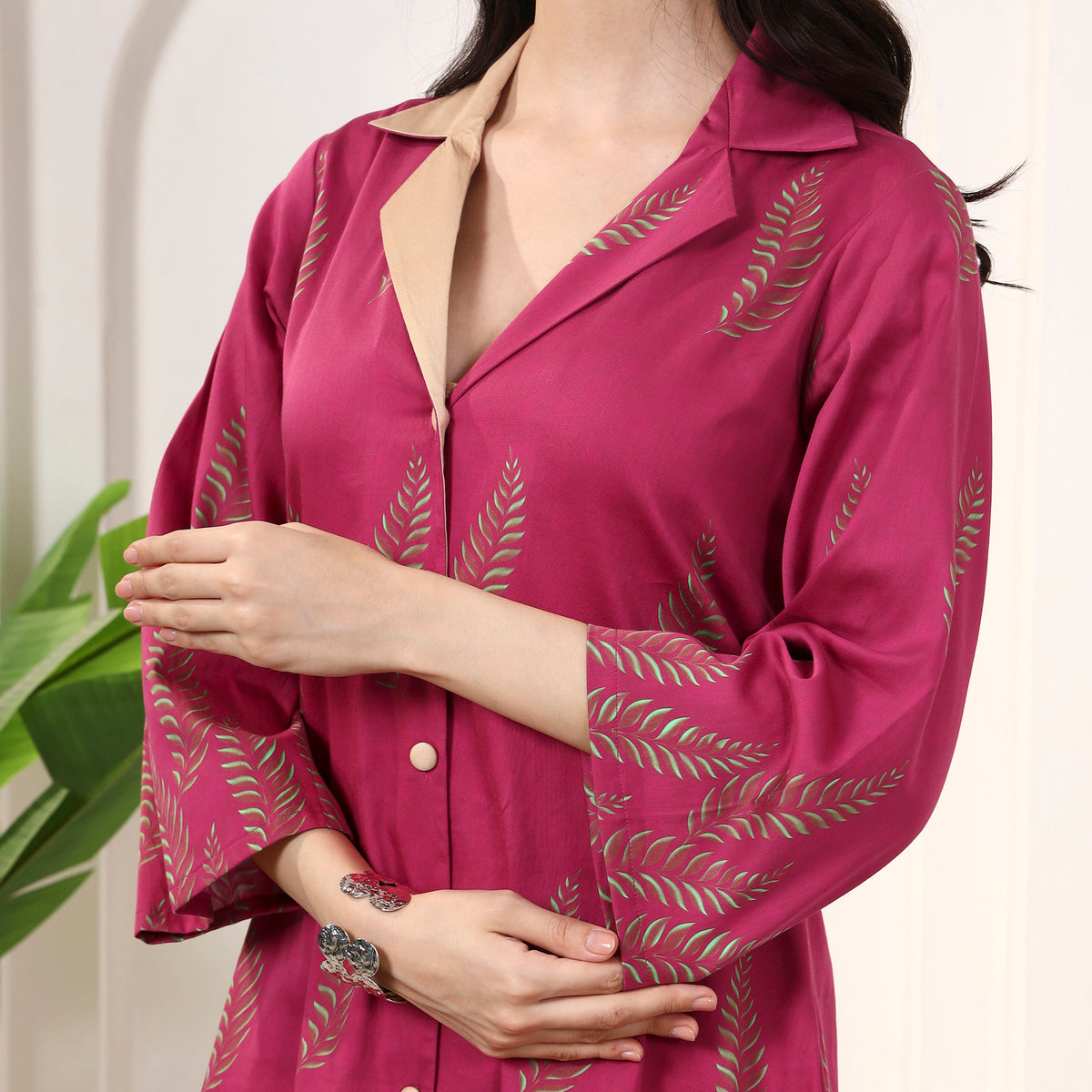Pink Floral Print Kurta for Women – Cotton Satin – Back View | First Resort by Ramola Bachchan