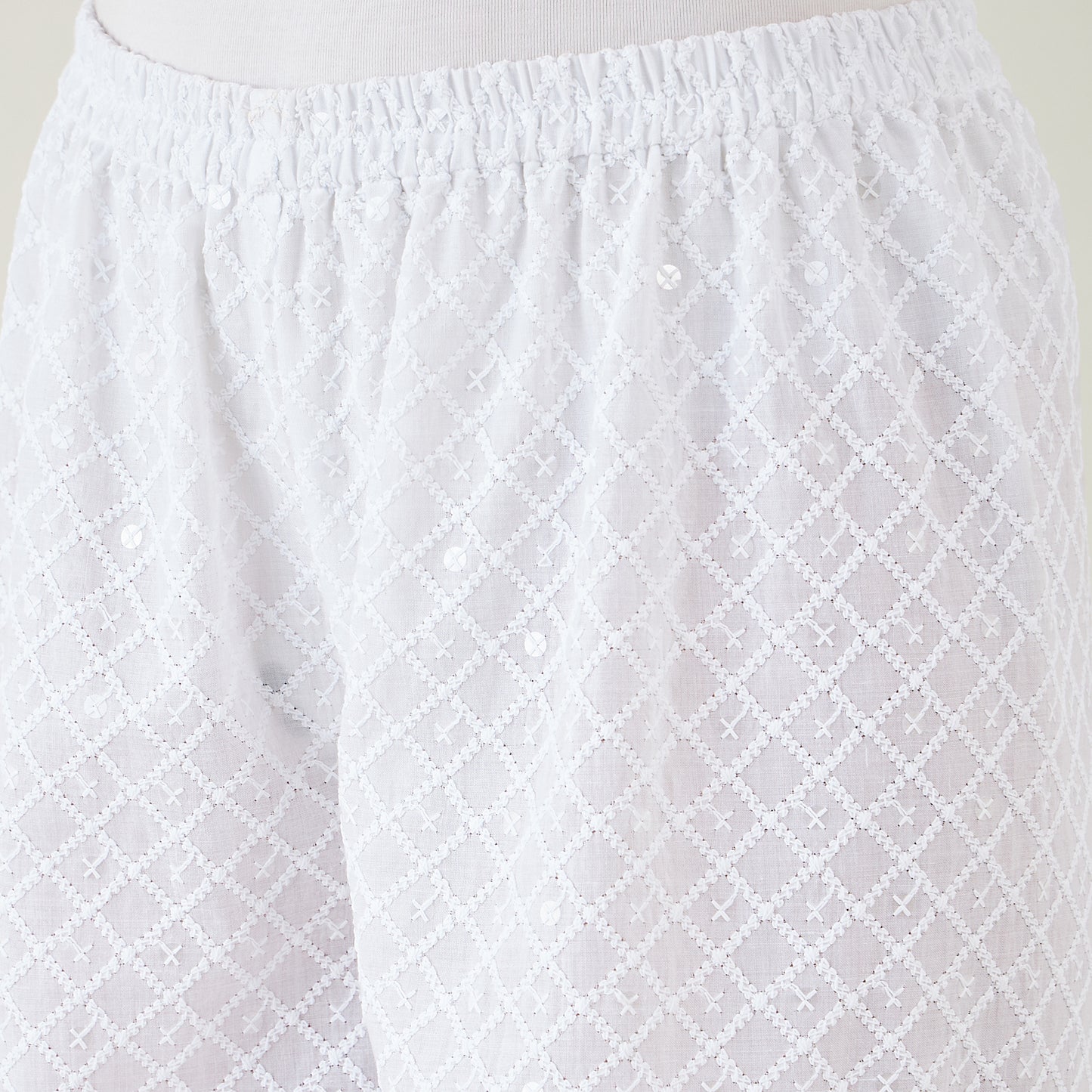 White Embroidered Pants