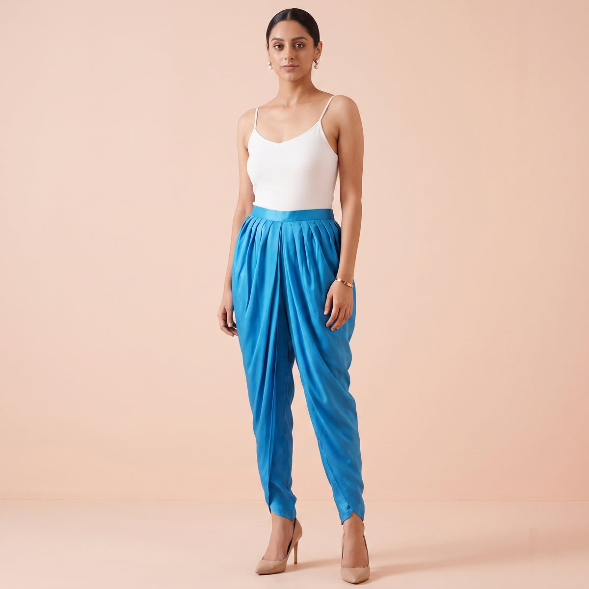 Blue Pants for Women – Nylon Satin | First Resort by Ramola Bachchan