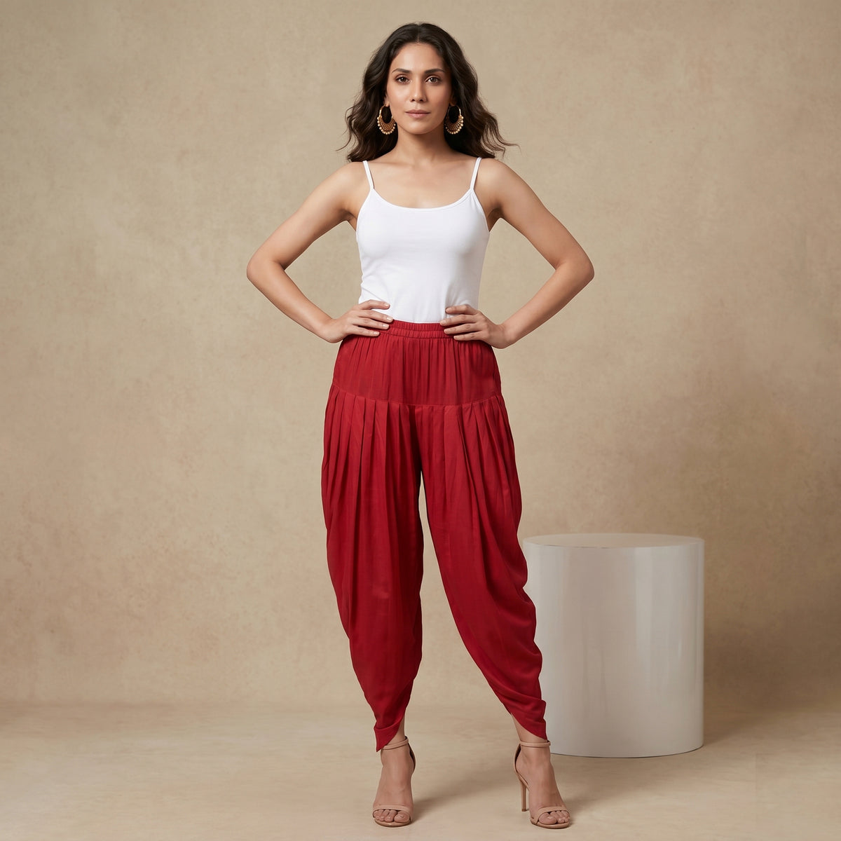 Red Pants for Women – Bamberg Satin | First Resort by Ramola Bachchan