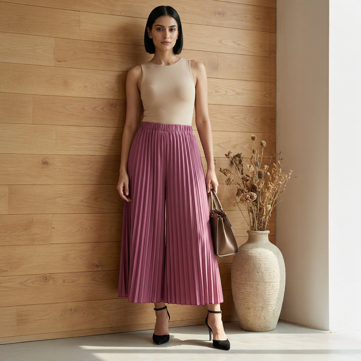 Berry Pink Pants for Women – Viscose Lycra | First Resort by Ramola Bachchan