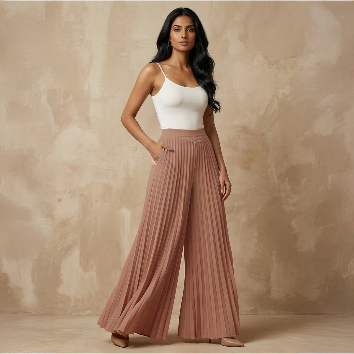 Caramel Brown Pants for Women – Viscose Lycra | First Resort by Ramola Bachchan