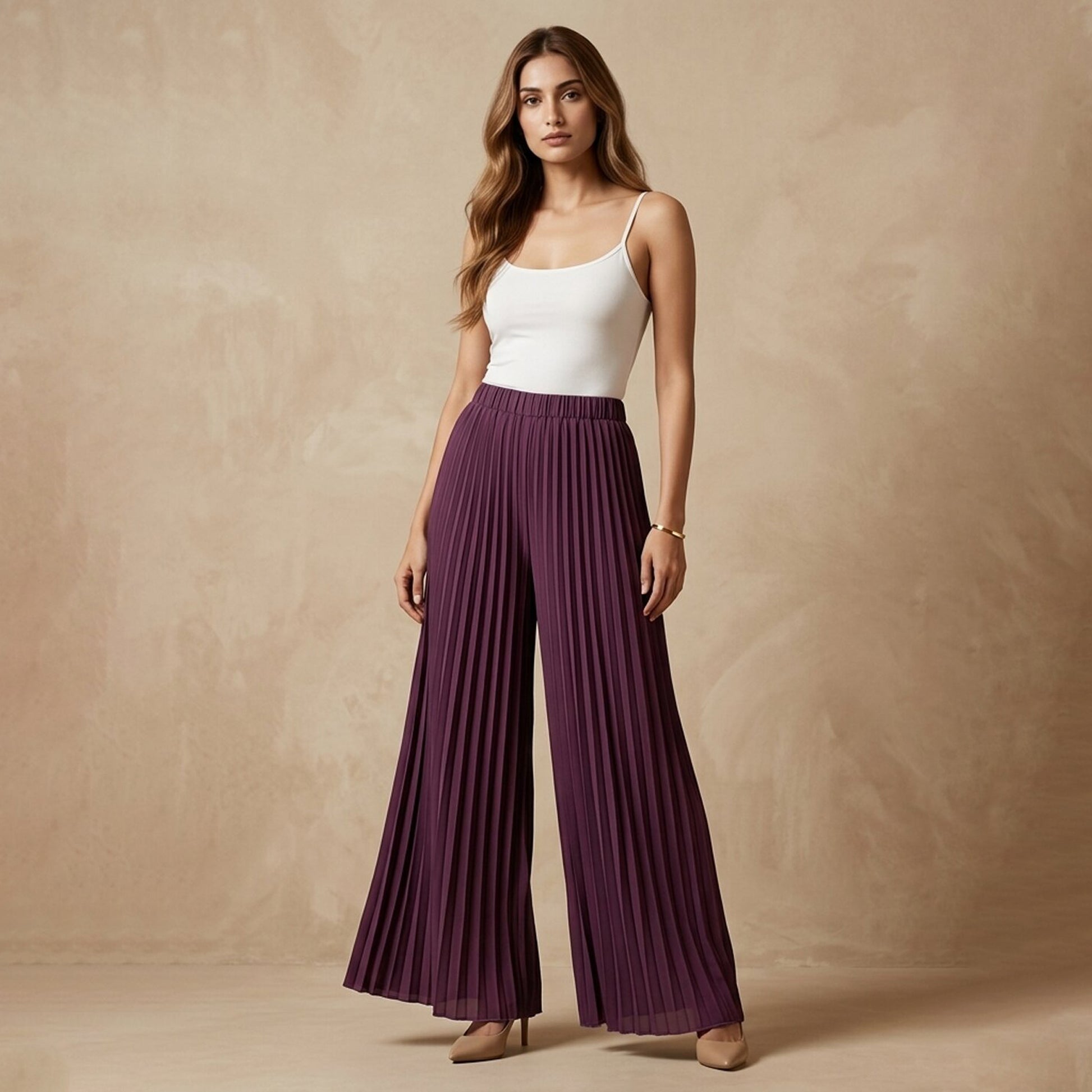 Plum Purple Pants for Women – Viscose Lycra | First Resort by Ramola Bachchan