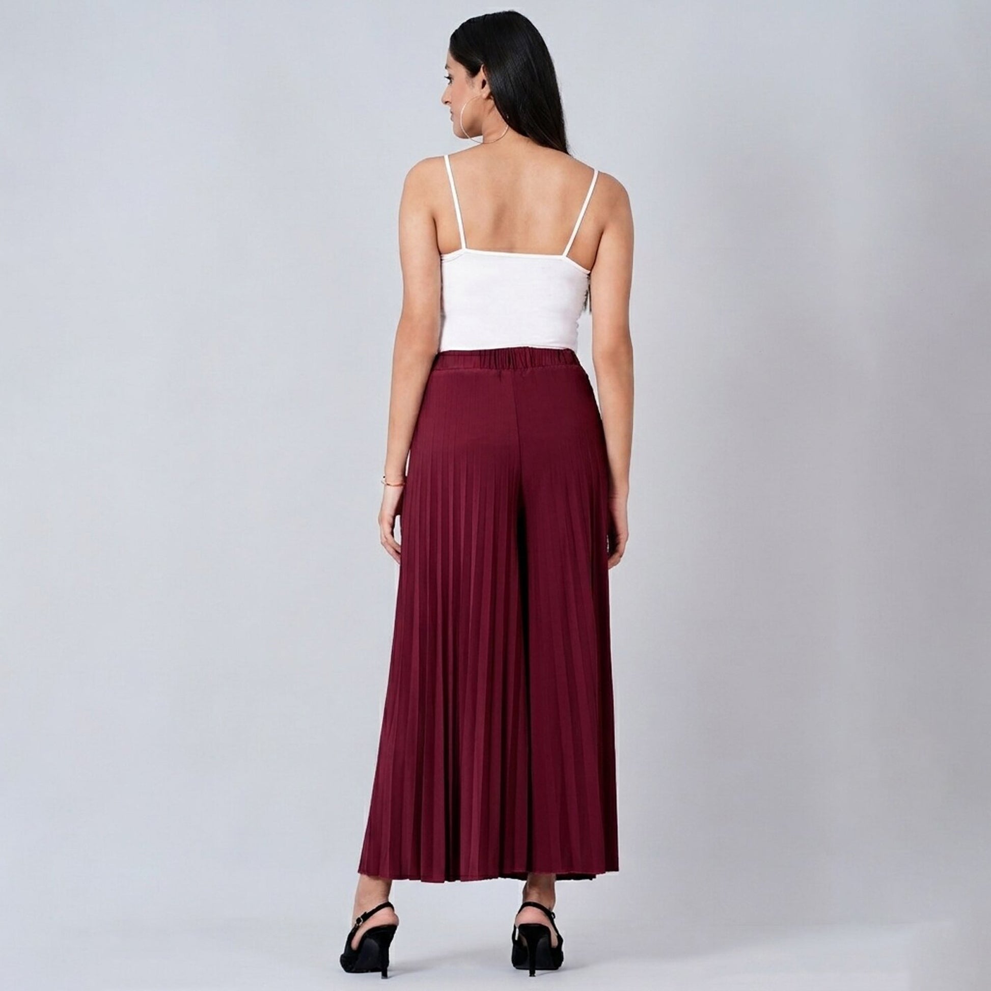 Red Rose Pants for Women – Viscose Lycra – Front View | First Resort by Ramola Bachchan