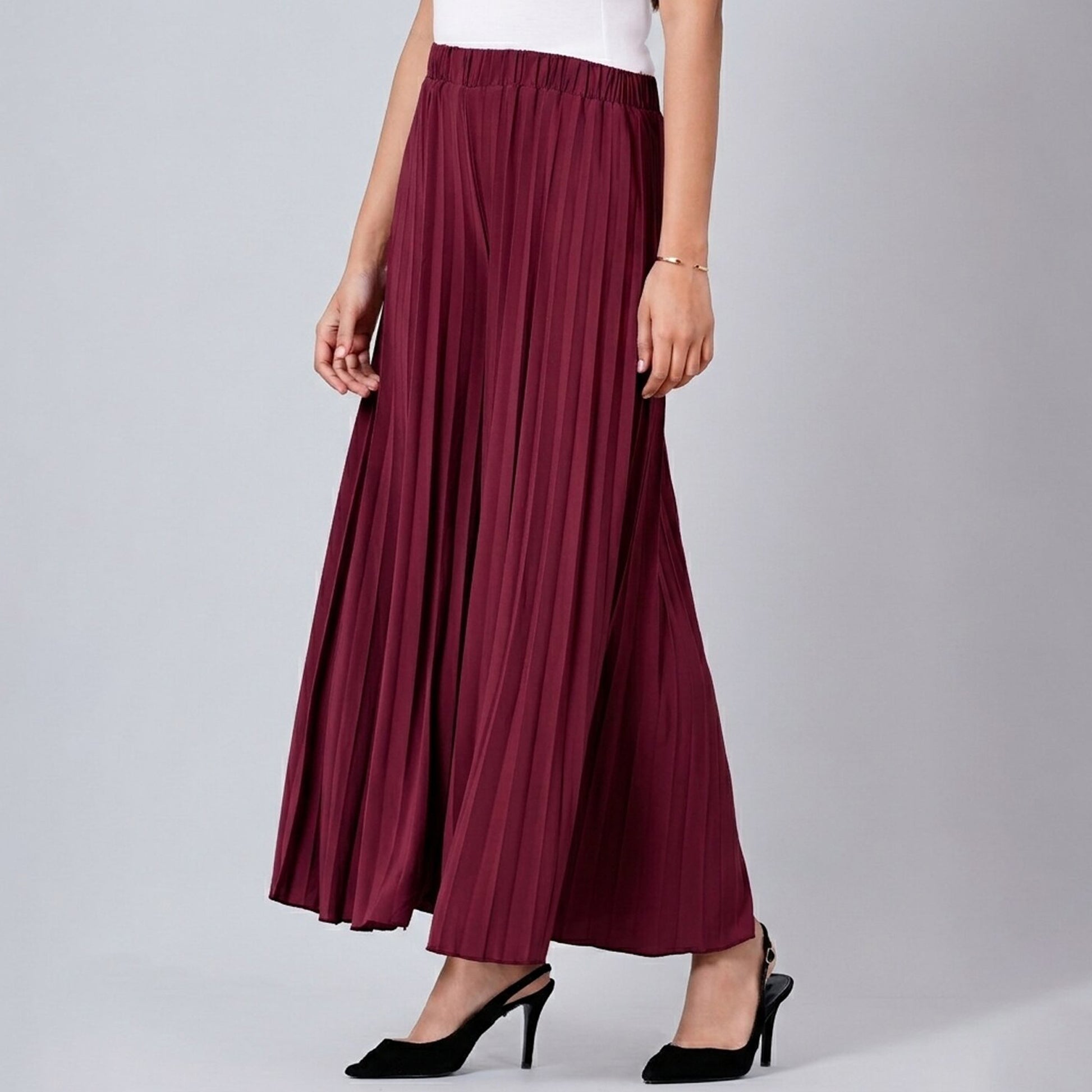 Red Rose Pants for Women – Viscose Lycra – Side View | First Resort by Ramola Bachchan