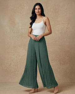 Sage Green Wide Leg Pleated Palazzo