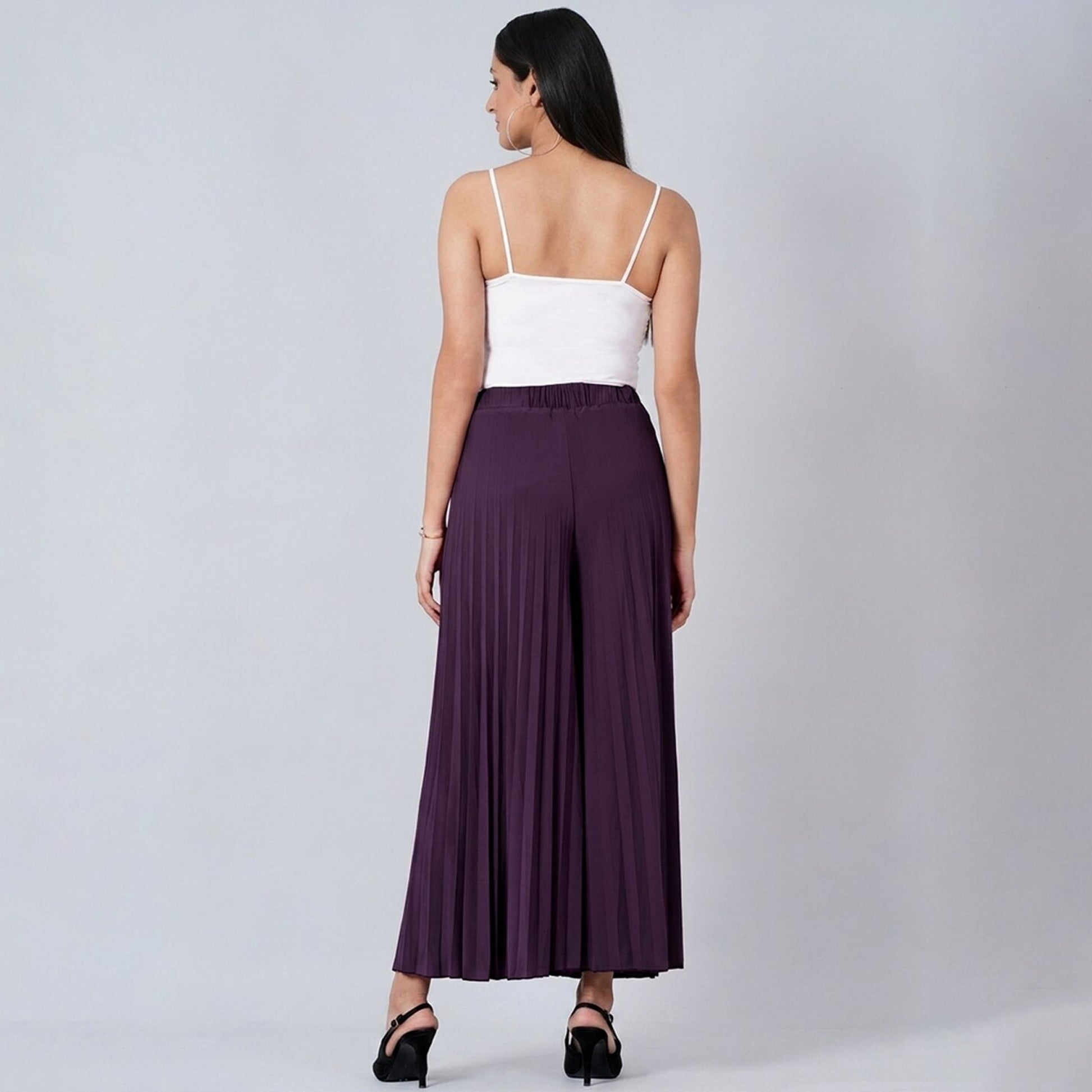 Violet Pants for Women – Viscose Lycra – Front View | First Resort by Ramola Bachchan