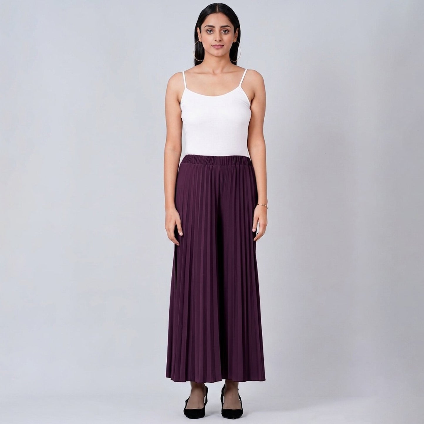 Violet Pants for Women – Viscose Lycra – Model View | First Resort by Ramola Bachchan