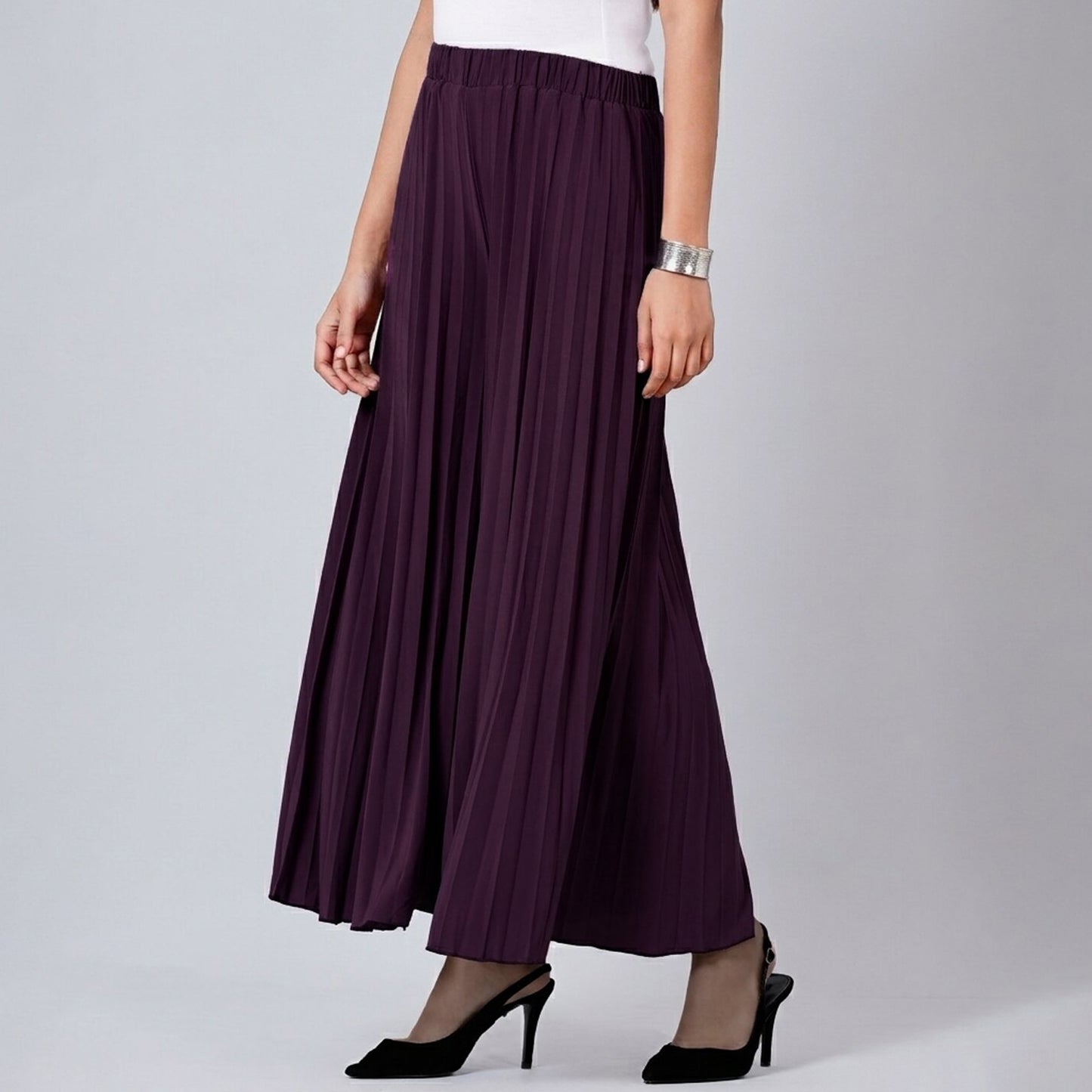 Violet Pants for Women – Viscose Lycra – Side View | First Resort by Ramola Bachchan
