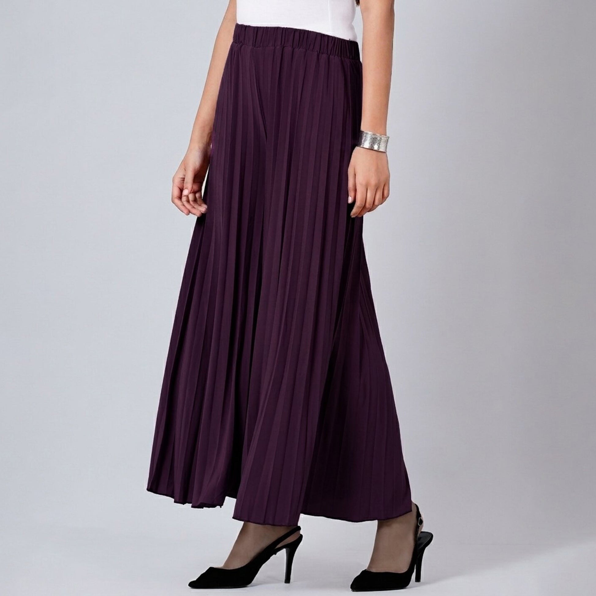 Violet Pants for Women – Viscose Lycra – Side View | First Resort by Ramola Bachchan