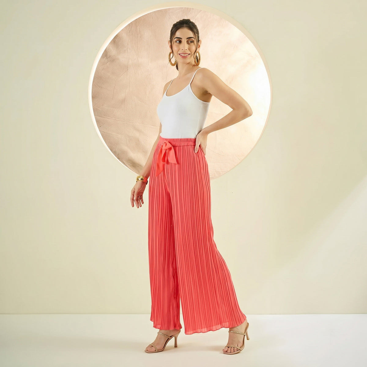 Neon Pink Pants for Women – Polyester Chiffon | First Resort by Ramola Bachchan