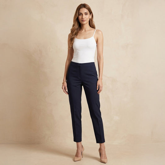 Dark Blue Pants for Women – Glace Cotton | First Resort by Ramola Bachchan