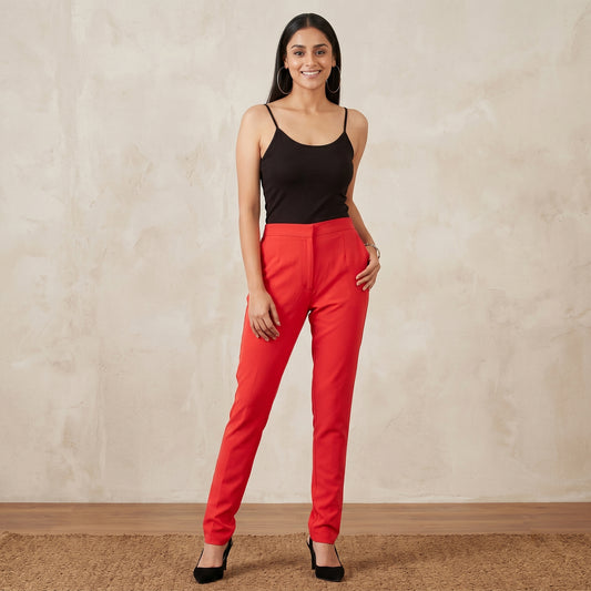 Red Pants for Women – Glace Cotton | First Resort by Ramola Bachchan