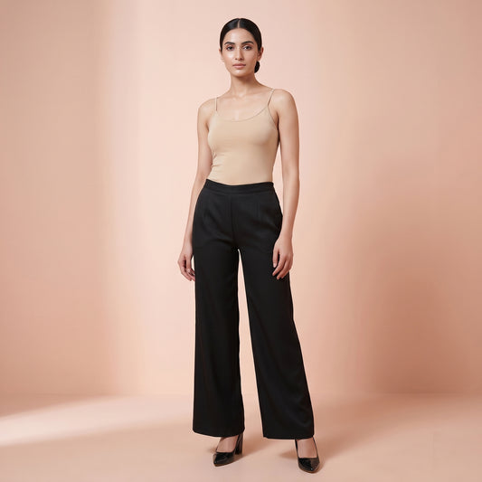 Black Pants for Women – Moss Crepe | First Resort by Ramola Bachchan