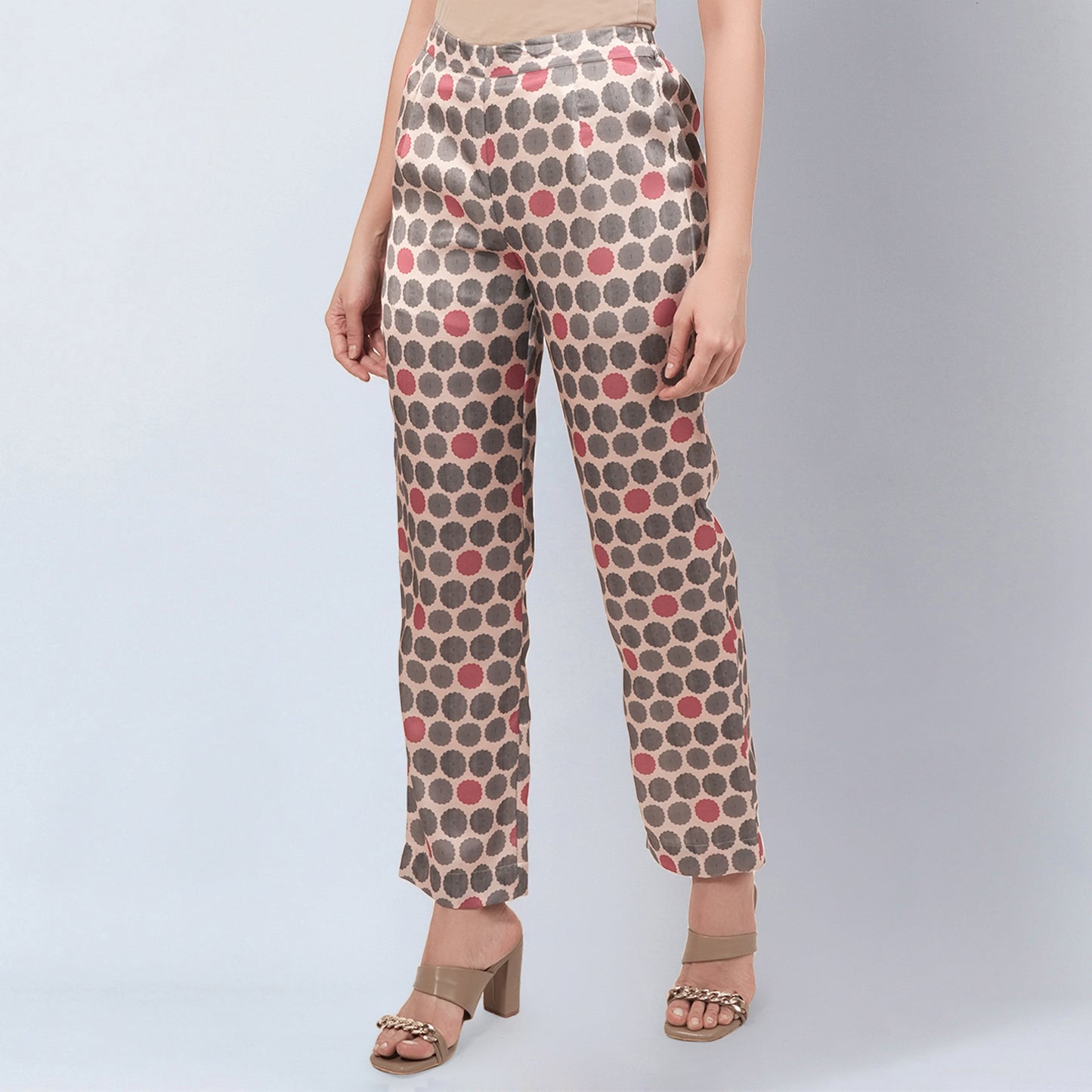 Grey and Pink Polka Dot Pants