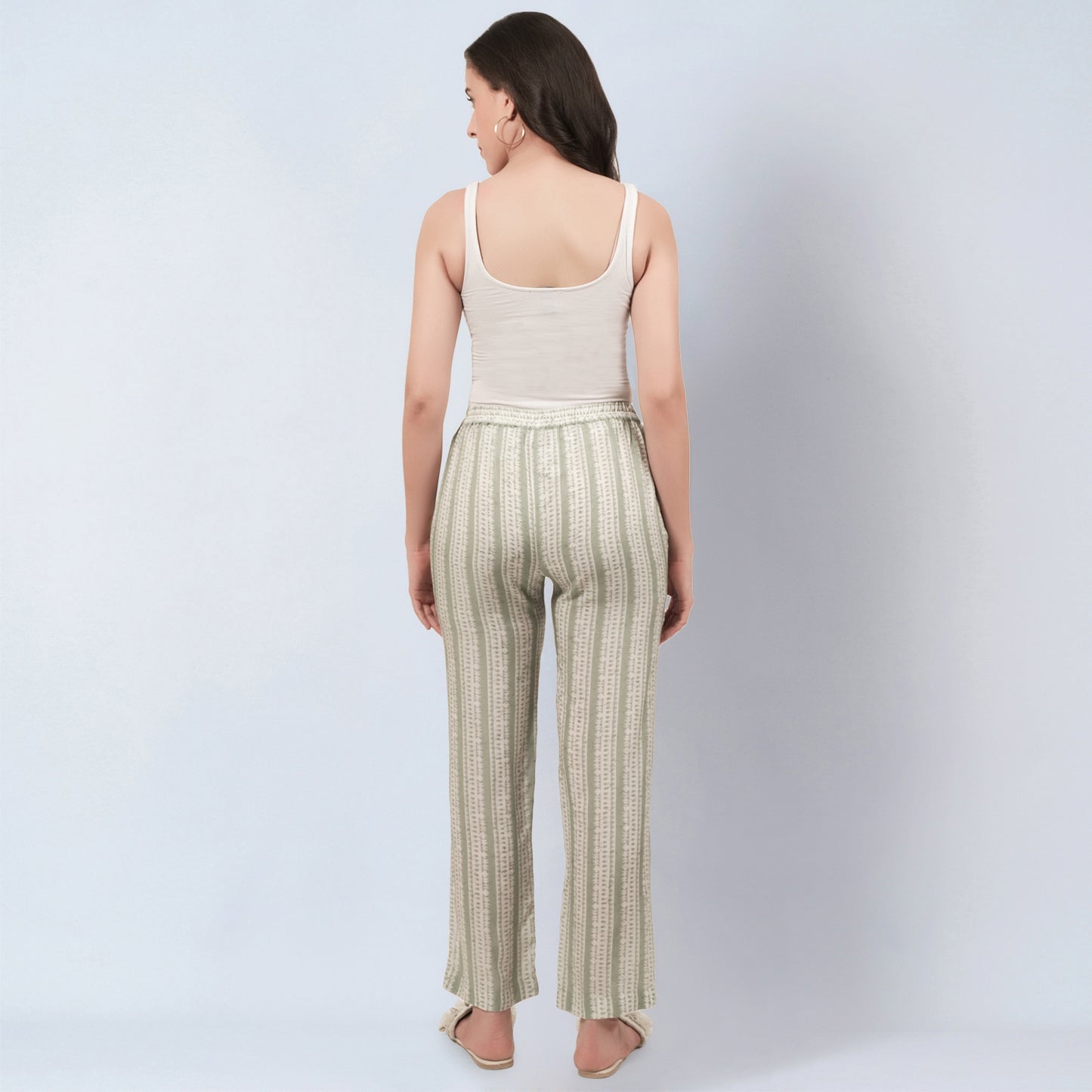 Sage Green and Ecru Stripe Pants